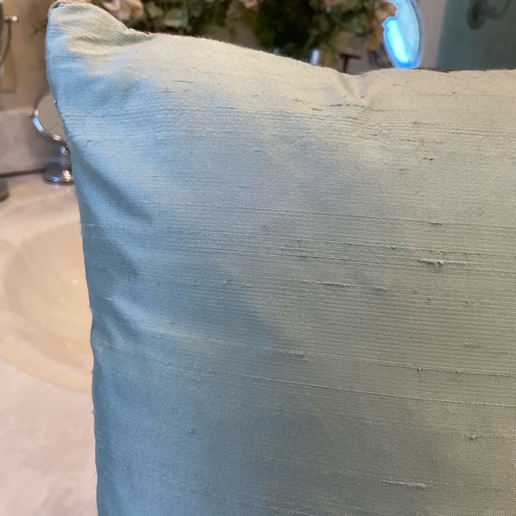 Good Clothes Open All Doors decorative pillow, pastle green/blue, 12” x 12” - Picture 8 of 9